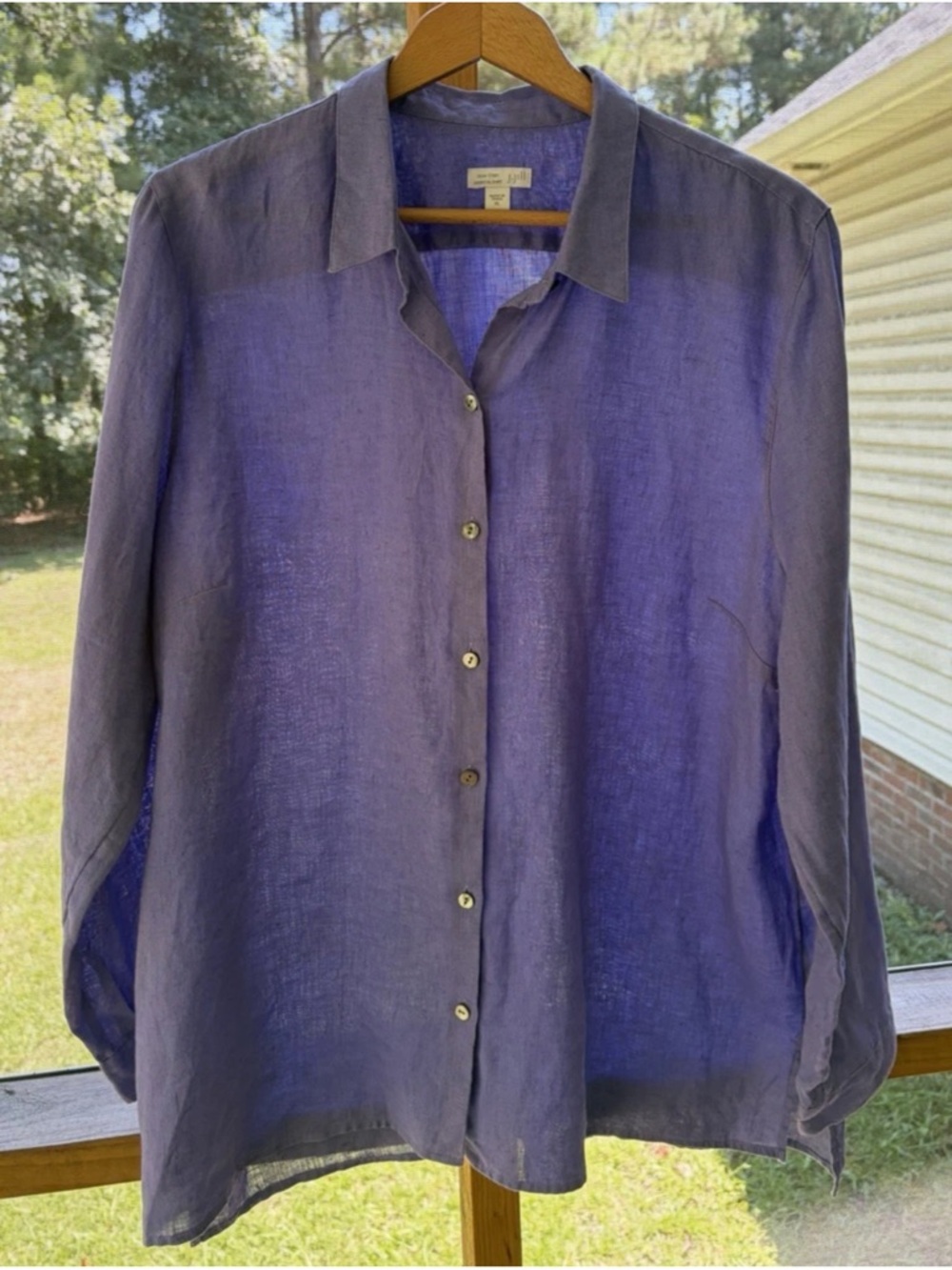 J.Jill Love Linen Essential Shirt Violet Purple Button Up Sz XL